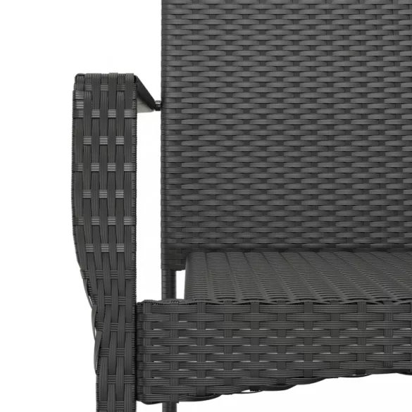 2 db fekete polyrattan kerti szék párnával