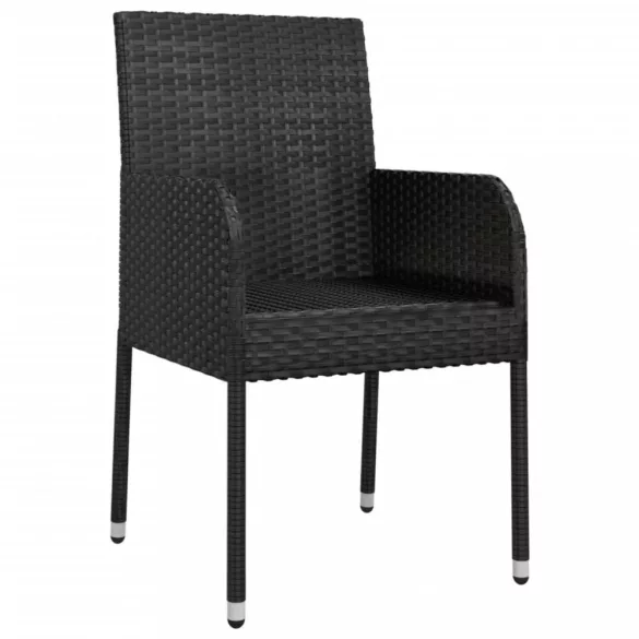 2 db fekete polyrattan kerti szék párnával