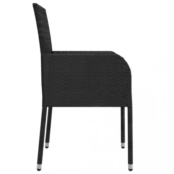 2 db fekete polyrattan kerti szék párnával