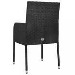 2 db fekete polyrattan kerti szék párnával
