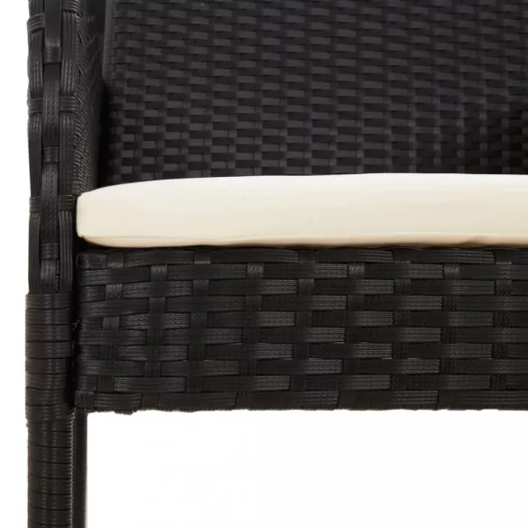 2 db fekete polyrattan kerti szék párnával