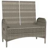 szürke polyrattan dönthető kerti pad párnákkal 107 cm