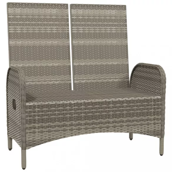 szürke polyrattan dönthető kerti pad párnákkal 107 cm