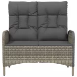 szürke polyrattan dönthető kerti pad párnákkal 107 cm