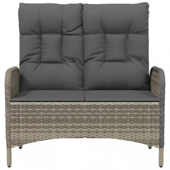 szürke polyrattan dönthető kerti pad párnákkal 107 cm