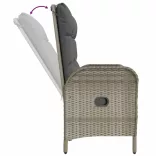 szürke polyrattan dönthető kerti pad párnákkal 107 cm