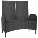 fekete polyrattan dönthető kerti pad párnákkal 107 cm