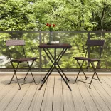 2 db barna polyrattan összecsukható bisztrószék