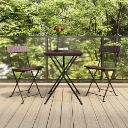 2 db barna polyrattan összecsukható bisztrószék