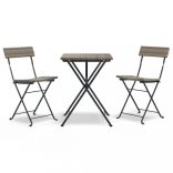 3 részes szürke összecsukható polyrattan bisztrószett