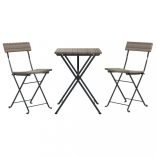 3 részes szürke összecsukható polyrattan bisztrószett