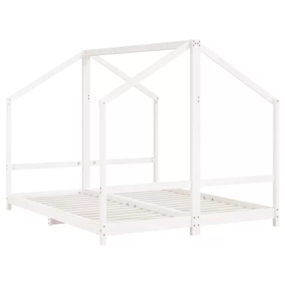 fehér tömör fenyőfa gyerekágykeret 2 x (80 x 200) cm