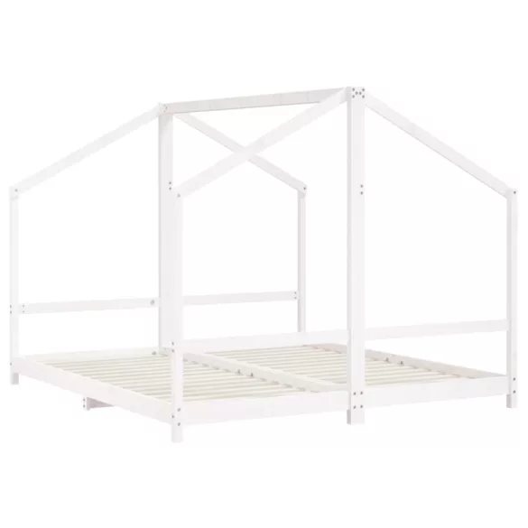 fehér tömör fenyőfa gyerekágykeret 2 x (90 x 200) cm