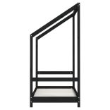 fekete tömör fenyőfa gyerekágykeret 2 x (70 x 140) cm