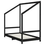 fekete tömör fenyőfa gyerekágykeret 2 x (80 x 160) cm