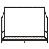 fekete tömör fenyőfa gyerekágykeret 2 x (90 x 190) cm