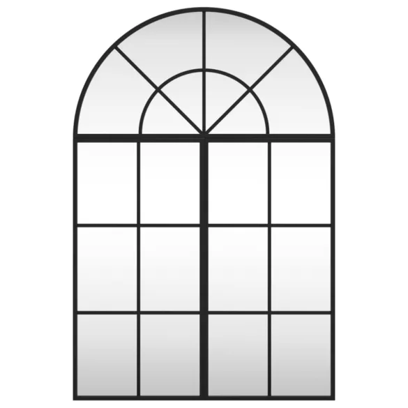 fekete ívelt vas fali tükör 60x90 cm