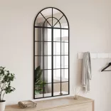 fekete ívelt vas fali tükör 60x130 cm