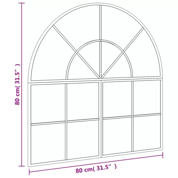 fekete ívelt vas fali tükör 80 x 80 cm