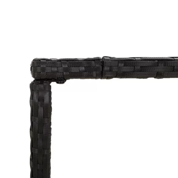 7 részes fekete polyrattan kerti bárszett párnákkal