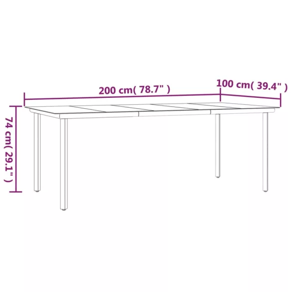9 részes fekete acél és textilén kerti étkezőgarnitúra