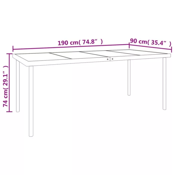 9 részes fekete acél és textilén kerti étkezőgarnitúra