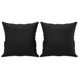 2 személyes fekete műbőr kanapé díszpárnákkal 120 cm