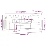 3 személyes szürke műbőr kanapé díszpárnákkal 180 cm
