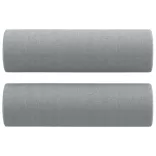 2 személyes világosszürke szövet kanapé díszpárnákkal 140 cm