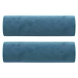 2 személyes kék bársony kanapé díszpárnákkal 120 cm