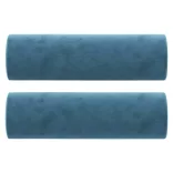 3 személyes kék bársony kanapé díszpárnákkal 180 cm