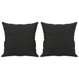 2 személyes fekete szövet kanapé díszpárnákkal 140 cm