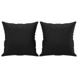 2 személyes fekete műbőr kanapé díszpárnákkal 120 cm