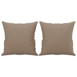 2 személyes cappuccino színű műbőr kanapé díszpárnákkal 120 cm