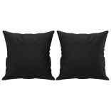 2 személyes fekete műbőr kanapé díszpárnákkal 140 cm