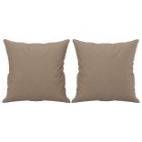 2 személyes cappuccino színű műbőr kanapé díszpárnákkal 140 cm