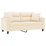 2 személyes bézs mikroszálas szövetkanapé párnákkal 140 cm