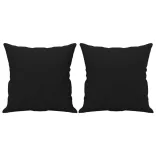 3 személyes fekete mikroszálas szövetkanapé párnákkal 180 cm