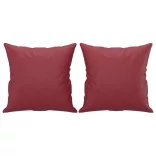 2 személyes bordó műbőr kanapé díszpárnákkal 120 cm