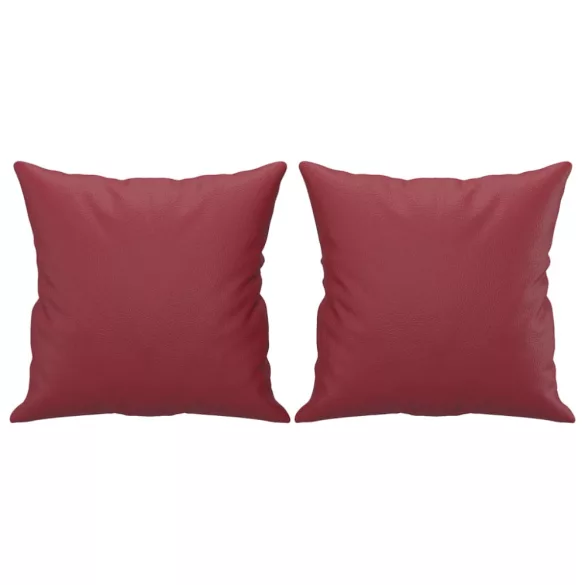 2 személyes bordó műbőr kanapé díszpárnákkal 120 cm