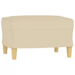 3 személyes krémszínű szövet kanapé lábtartóval 180 cm