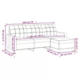 3 személyes bordó műbőr kanapé lábtartóval 180 cm