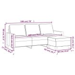 3 személyes világosszürke szövet kanapé lábtartóval 180 cm
