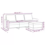3 személyes fekete bársonykanapé lábtartóval 180 cm