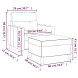 világossárga szövet kanapéfotel lábtartóval 60 cm