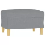 3 személyes világosszürke szövet kanapé lábtartóval 180 cm