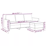 3 személyes szürke műbőr kanapé lábtartóval 180 cm