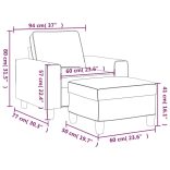 fekete szövet kanapéfotel lábtartóval 60 cm