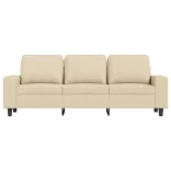 3 személyes krémszínű szövet kanapé lábtartóval 180 cm