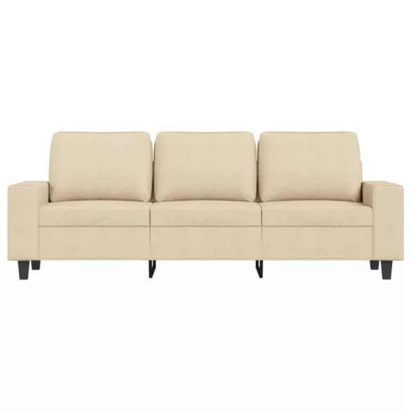 3 személyes krémszínű szövet kanapé lábtartóval 180 cm